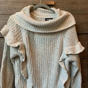 Gray Express Ruffled Sweater
